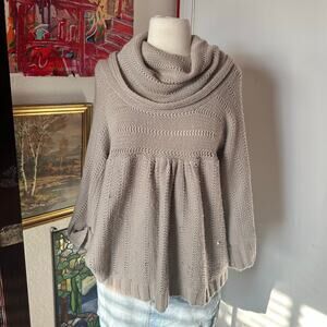 fylo by nylon beige knit layered neck sweater